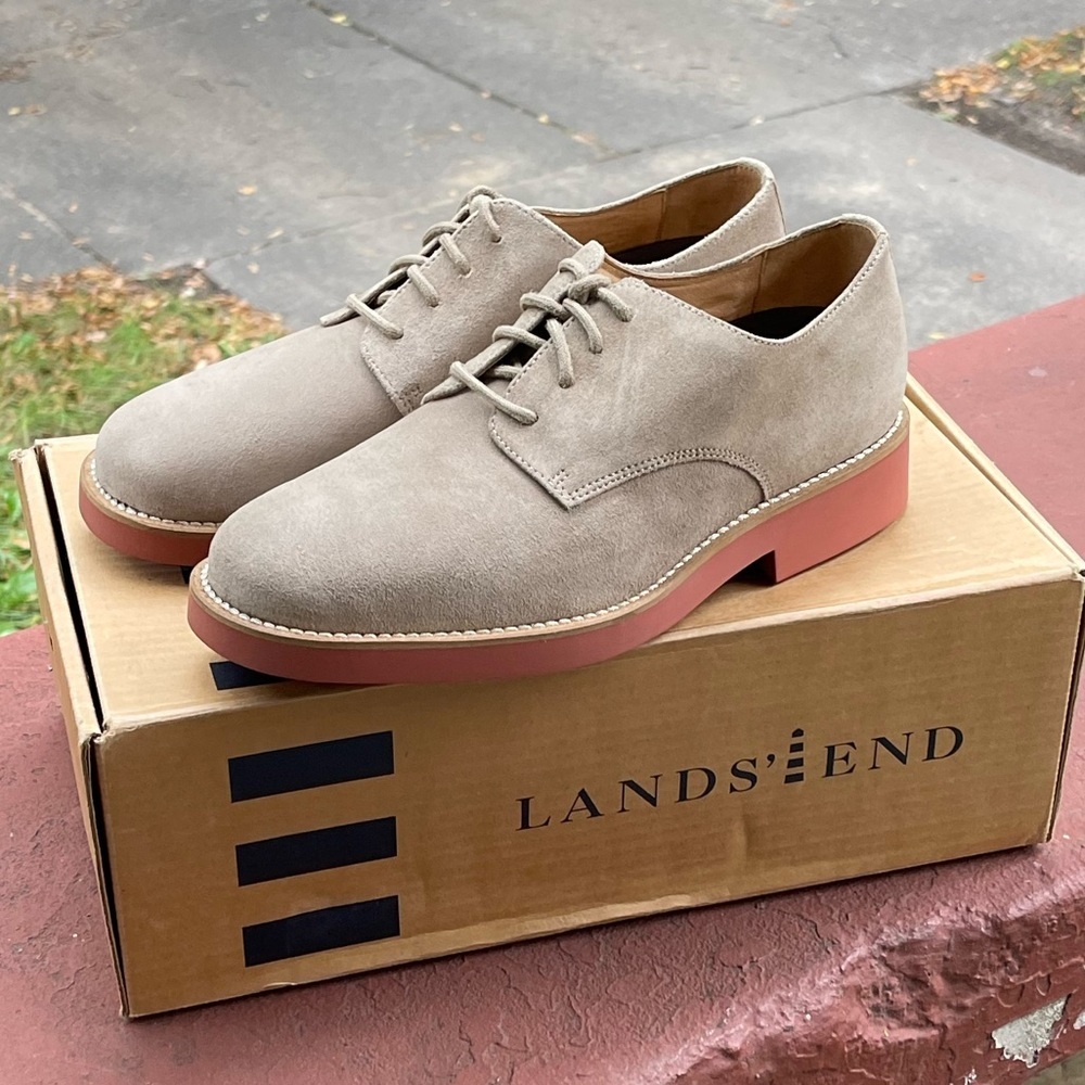 Lands' End Tan Suede Oxfords